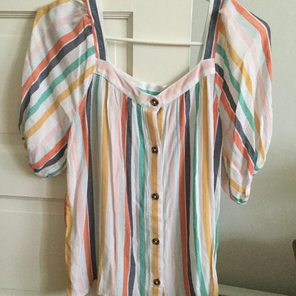 a.n.a Tops - a.n.a Rainbow Striped Top